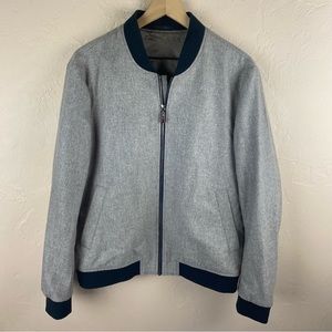 Sorek Barbershop Austin Drapers Italy Bomber Wool Jacket Gray Zip-up Men’s Large